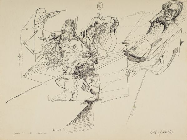 
                  " To Erol" June 18 , 1981 New York, 1981, India ink on paper, 38 x 50,5 cm        