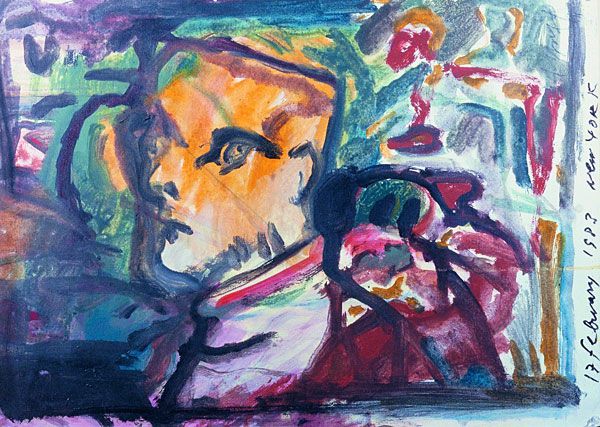 
                  Young Nazım Hikmet, 1983, Mixed media,  x  cm        