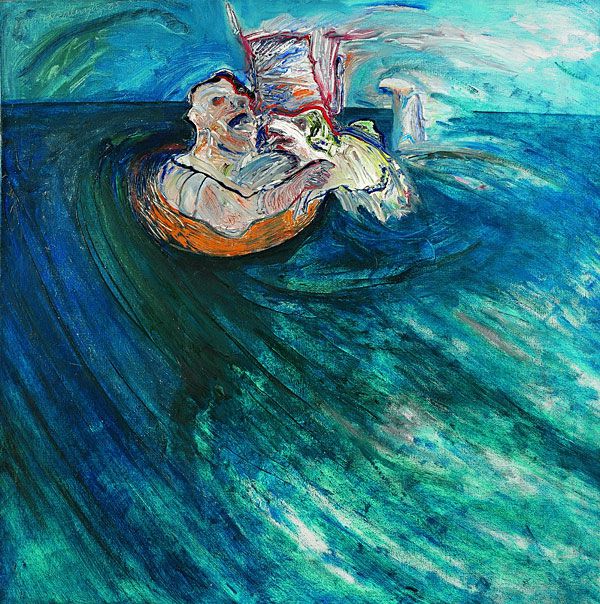 
                  While swimming when suddenly..., 1985, Oil on canvas, 100 x 100 cm        