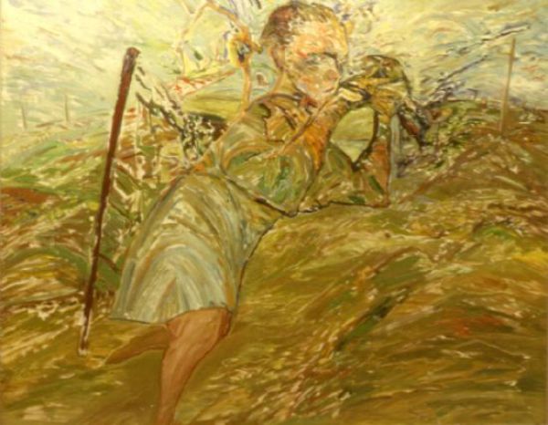 
                  Young Woman With A Bird, 1986, Oil on canvas, 130 x 160 cm        