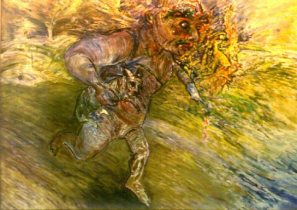 
                  Man With A Small Dog, 1986, Oil on canvas, 130 x 160 cm        