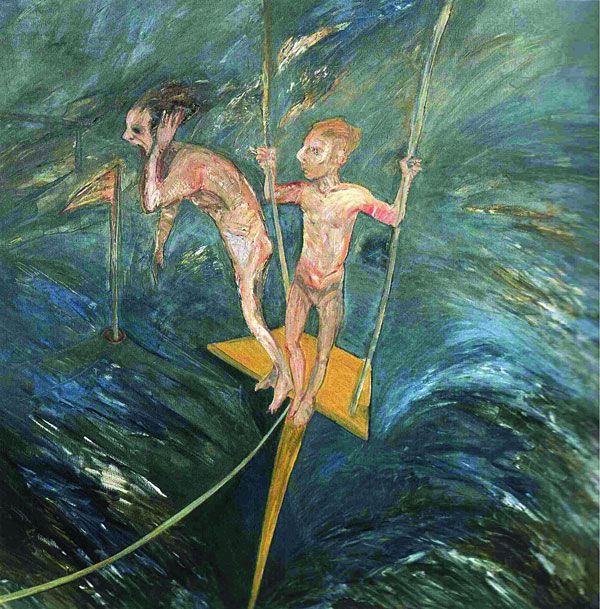 
                  The Trapeze artist, 1986, Oil on canvas, 150 x 150 cm        