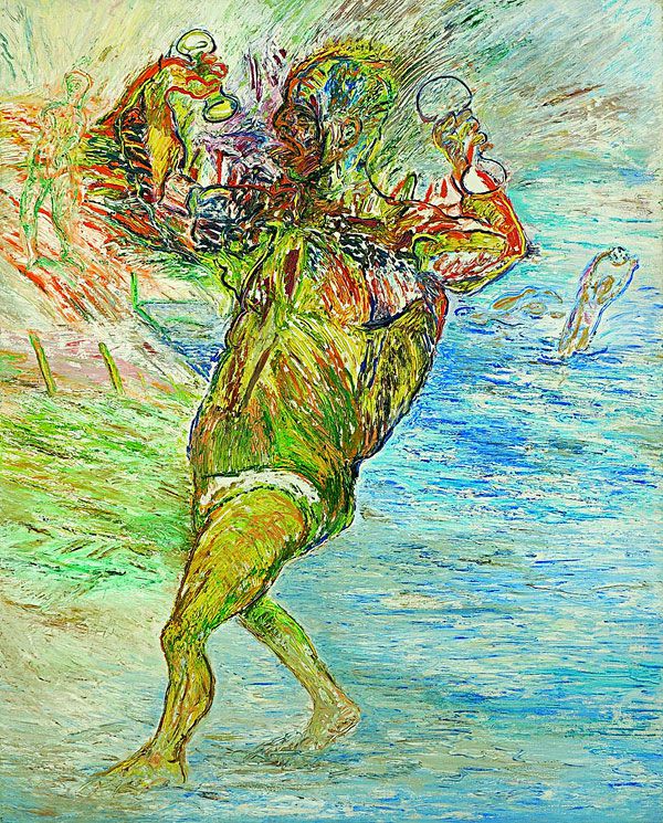 
                  Muscle Builder on The Beach, 1988, Oil on canvas, 162 x 130 cm        