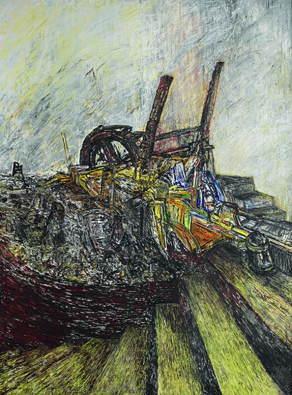 
                  Steps, 1990, Oil on canvas, 240 x 180 cm        