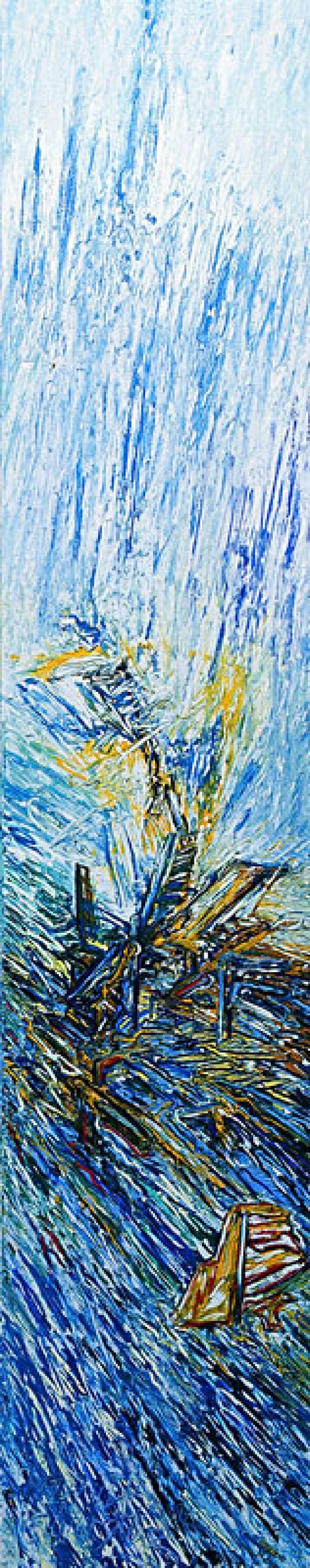 
                  The Counter Wind Series - XII, 1991, Oil on canvas, 350 x 70 cm        