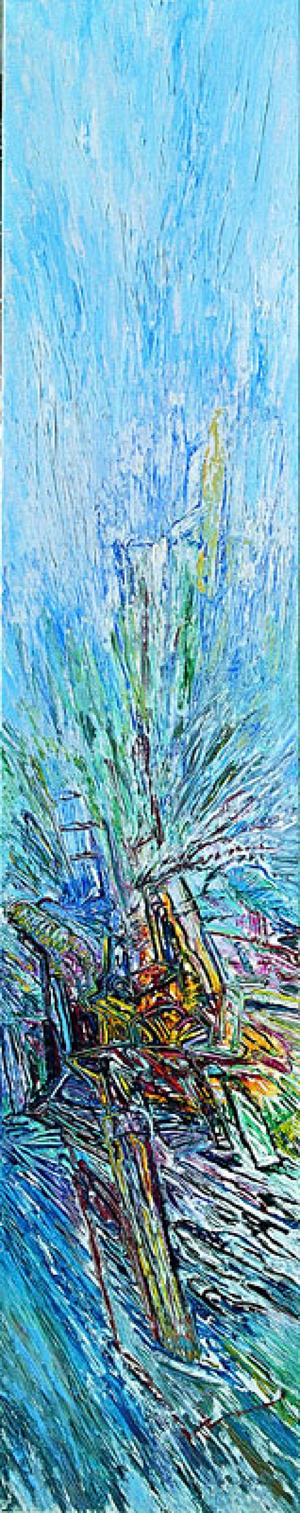 
                  The Counter Wind Series - XIV, 1991, Oil on canvas, 350 x 70 cm        
