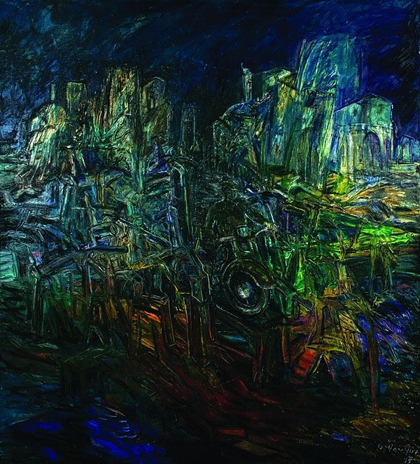 
                  Mostar, 1995, Oil on canvas, 200 x 180 cm        