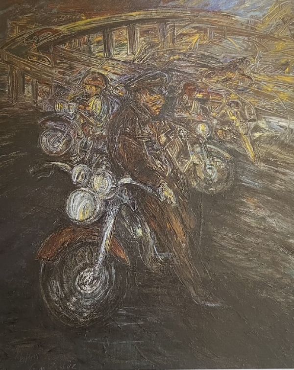 
                  Motard II, 1995, Oil on canvas, 130 x 162 cm        