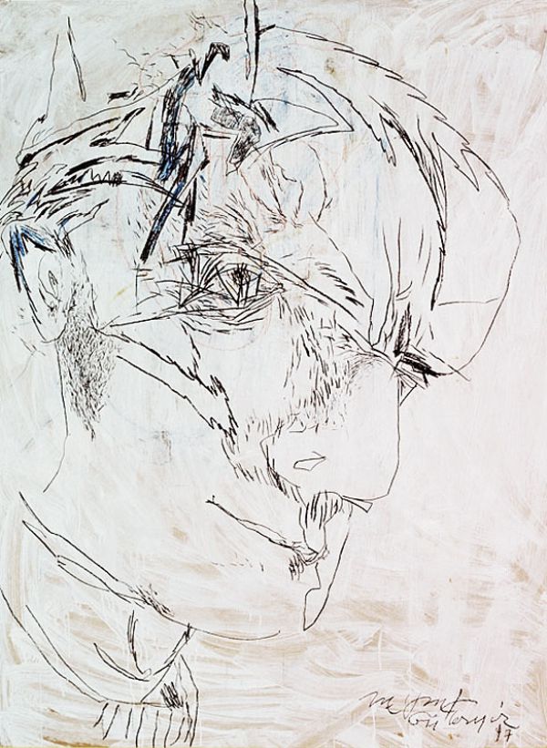 
                  Portrait III, 1997, Acrylic on maruflage craft paper, 220 x 130 cm        