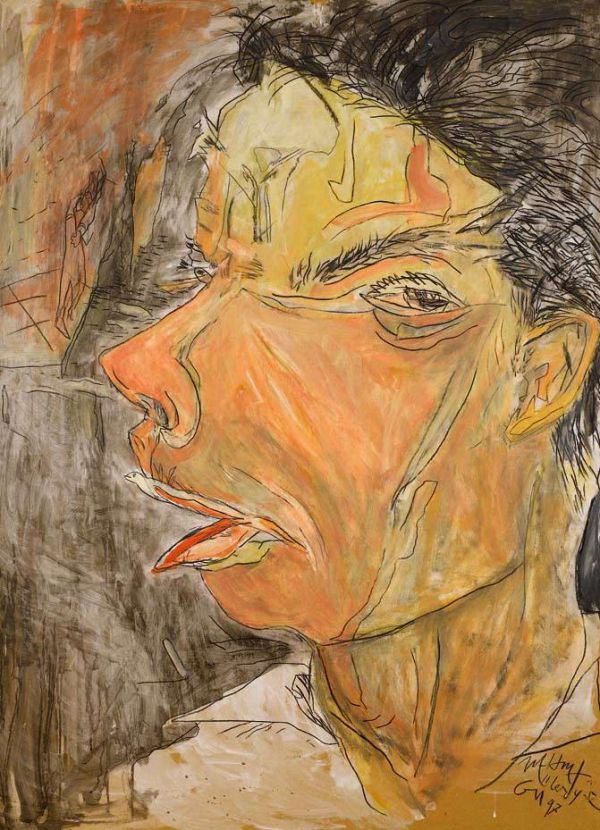 
                Portre V, 1997, Tual üzerine kraft marufle, akrilik, 220 x 129 cm
