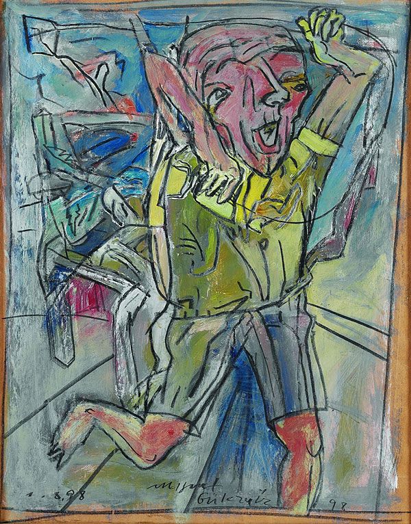 
                  Happy Childhood, 1998, Acrylic on maruflage craft paper, 76 x 60 cm        