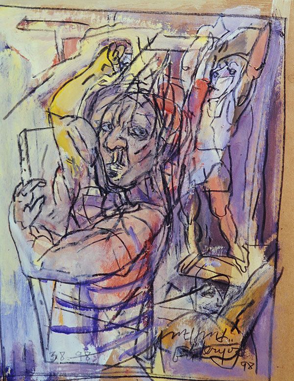 
                  Picasso, 1998, Oil on paper, 76 x 60 cm        