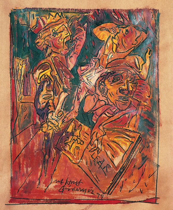 
                  King Lear, 1999, Acrylic on maruflage craft paper, 81 x 62 cm        