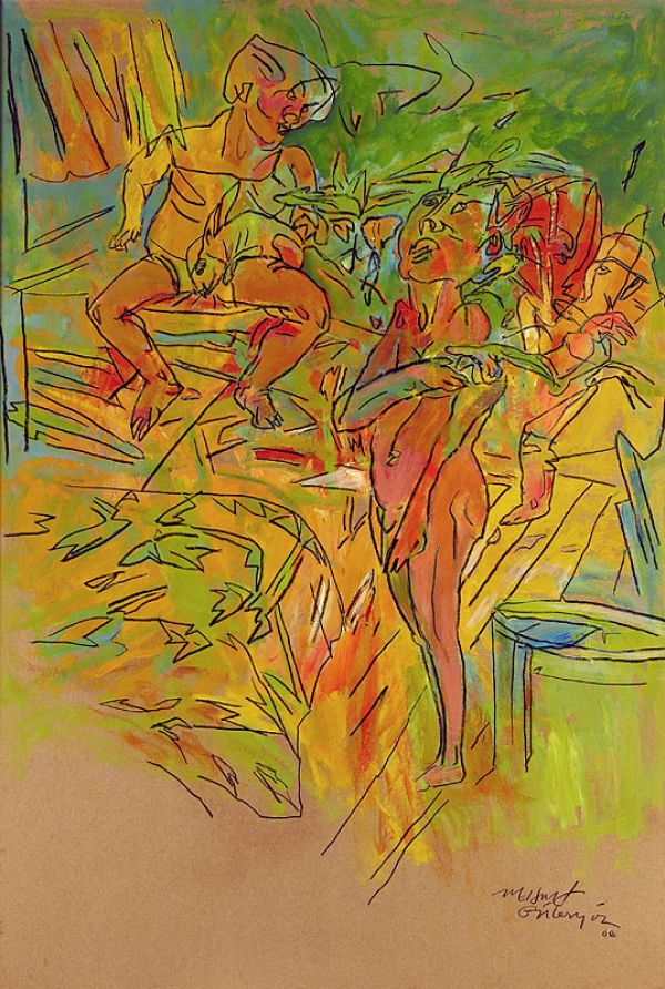 
                  Composition No 25, 2000, Acrylic on maruflage craft paper, 157 x 107 cm        