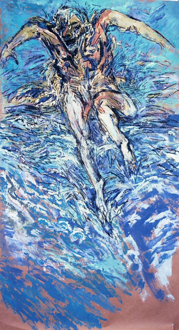 
                  Childish Enthusiasm, 2000, Acrylic on maruflage craft paper, 200 x 107 cm        