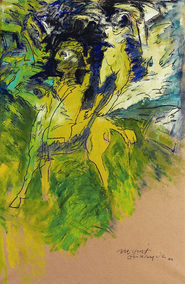 
                  Did I Throw into The Saddlebacks?, 2000, Acrylic on maruflage craft paper, 164 x 109.5 cm        