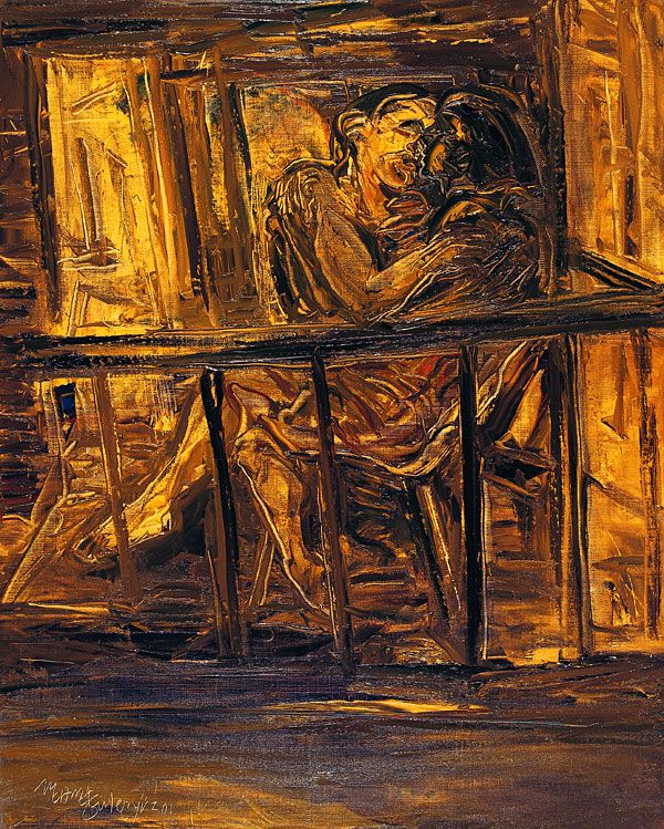 
                  On The Balcony II, 2001, Oil on canvas, 69 x 55 cm        