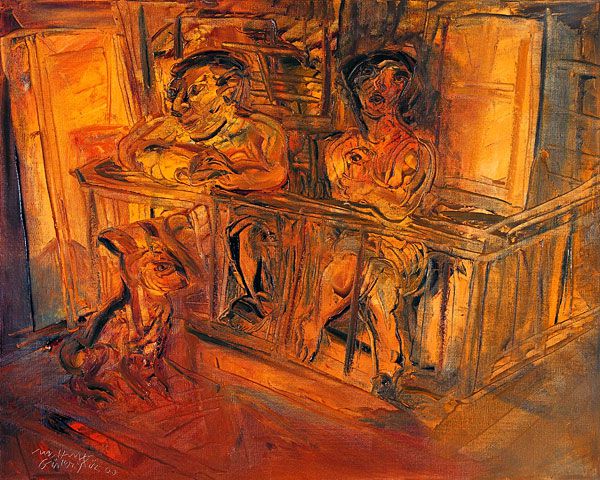 
                  On The Balcony I, 2001, Oil on canvas, 55 x 69 cm        