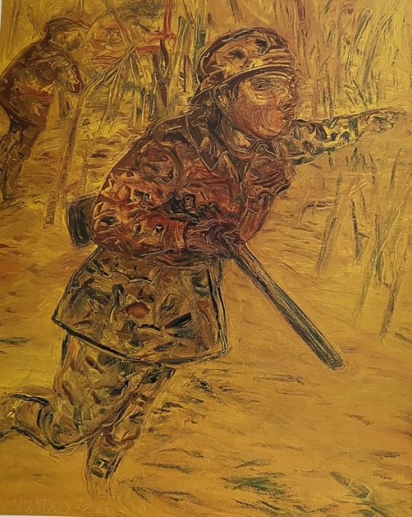 
                  The Hunt, 2001, Oil on canvas, 73 x 60 cm        