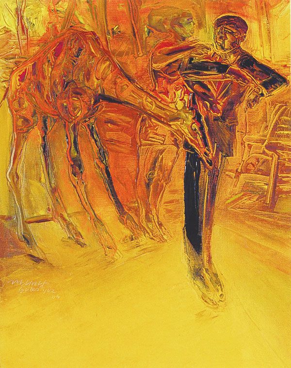 
                  Honey We're Late Again, 2004, Oil on canvas, 70 x 56 cm        