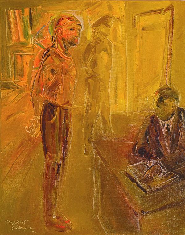 
                  Interrogation, 2004, Oil on canvas, 70 x 56 cm        