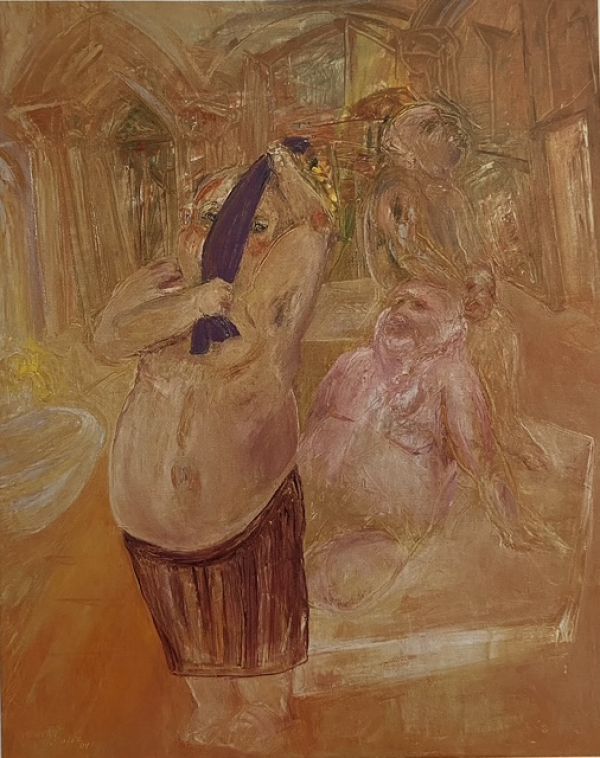 
                  Men's Hammam, 2004, Oil on canvas, 116 x 89 cm        