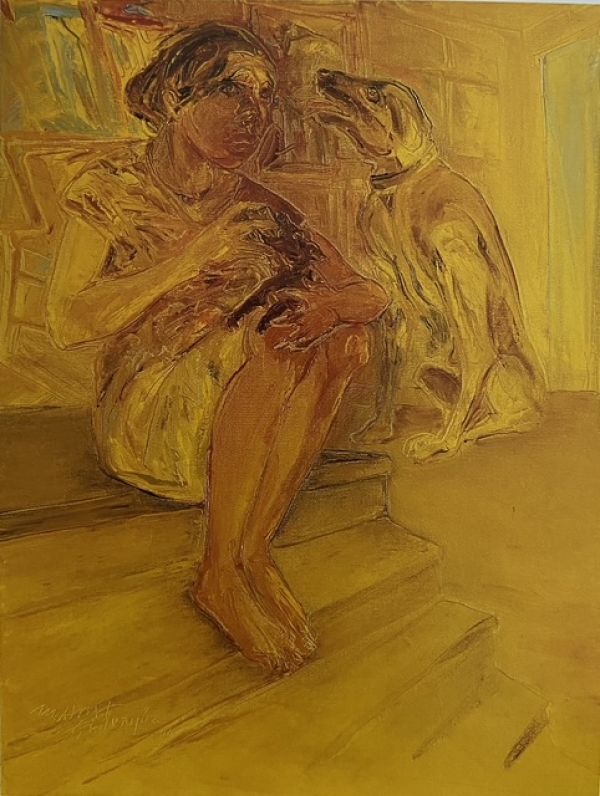 
                  Feeding Time, 2004, Oil on canvas, 70 x 56 cm        