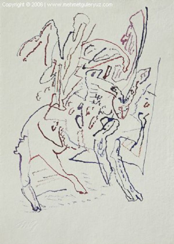 
                  Illustrated Novel, 2005, Ecoline on paper, 27 x 20 cm        