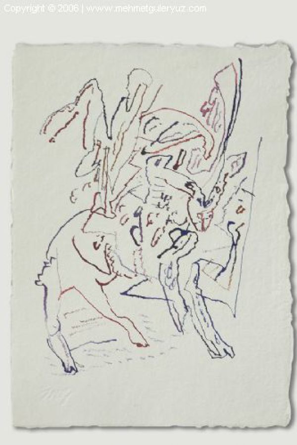 
                  Illustrated Novel, 2005, Ecoline on paper, 27 x 20 cm        