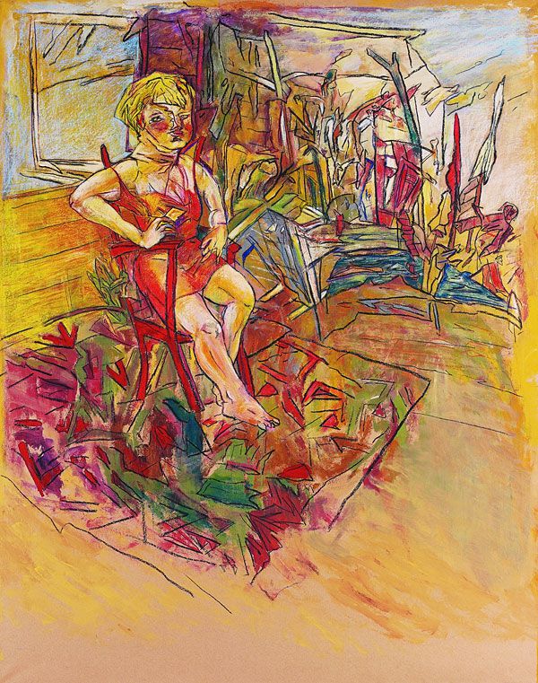 
                  The Letter, 2005, Acrylic on maruflage craft paper, 173 x 137 cm        