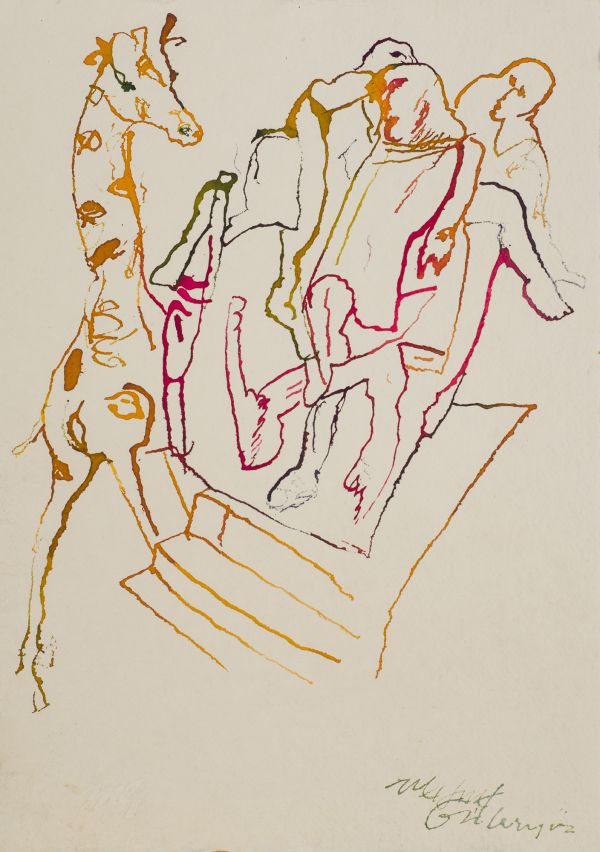 
                  Illustrated Novel, 2005, Ecoline on paper, 34 x 25 cm        