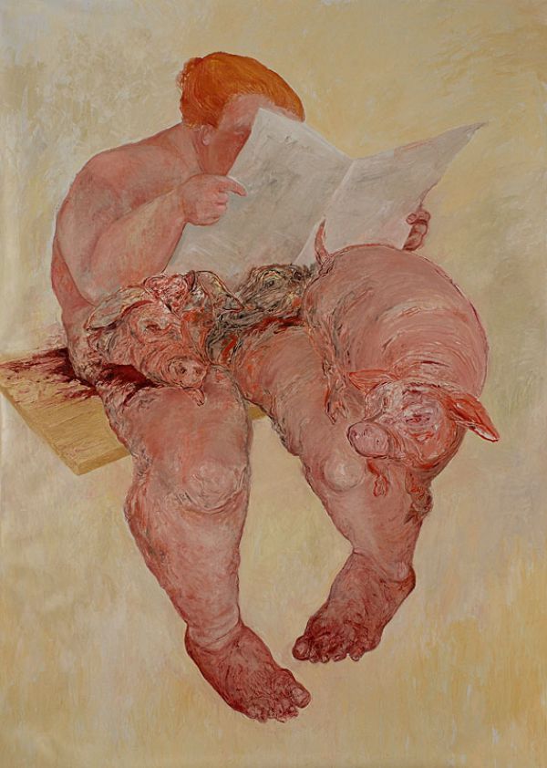 
                  Knowingly, 2009, Oil on canvas, 250 x 180 cm        