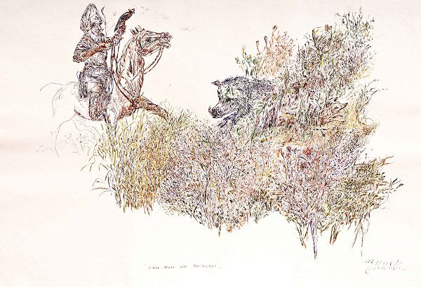 
                  Van Moor's Garden, 2011, Colored ecoline on handmade paper, 69 x 101 cm        