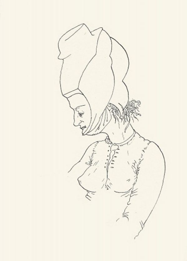 
                  Parade, 2012, Colored ecoline on handmade paper, 21 x 15 cm        