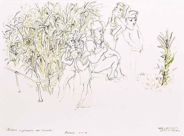 
                  Retour Jardin a des Plantes, 2013, Ecoline on paper, 57 x 5 cm        