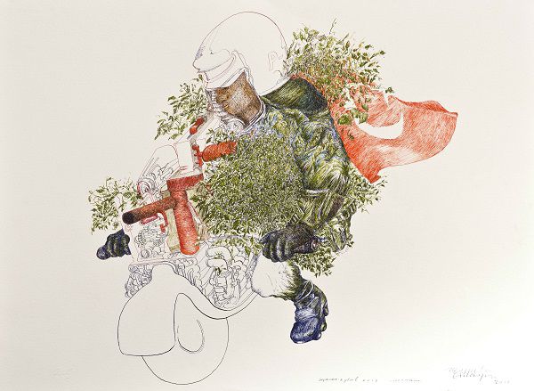 
                  Untitled, 2013, Ecoline on paper, 57 x 77 cm        