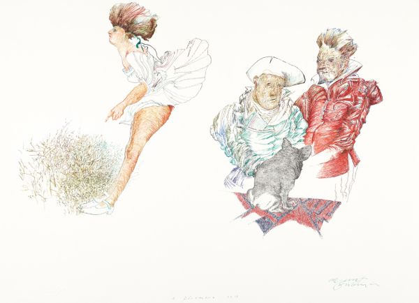 
                  Beau ve Actors, 2013, Ecoline on paper, 57 x 77 cm        