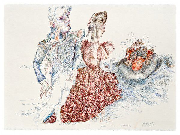 
                  On The Shore, 2016, Ecoline on paper, 56 x 76 cm        