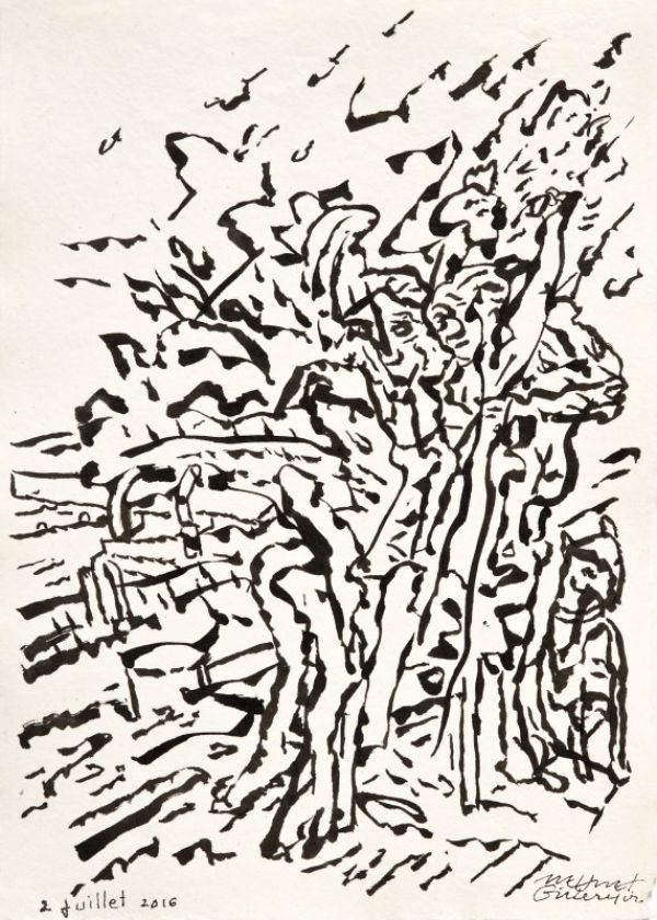 
                  Solutions Series-17, 2016, Ink on paper, 21 x 15 cm        