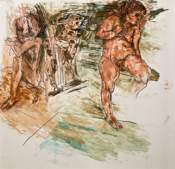 
                  Untitled, 2016, Acrylic on maruflage craft paper, 145 x 150 cm        