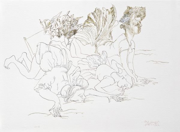 
                  Untitled, 2018, Ecoline on arches paper, 57 x 77 cm        