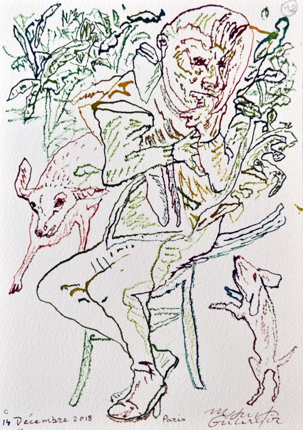 
                  Le Jardin des Plaintes/ Dessin 12 C / 14 Décembre 2018, 2018, Ecoline on paper, 26 x 18 cm        