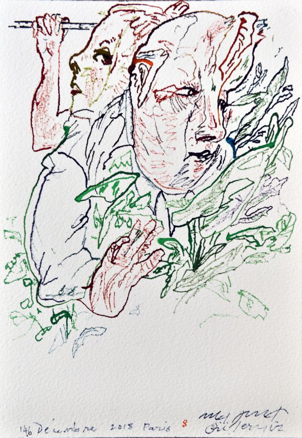 
                  The Garden of Complaints, 2018, Ecoline on Arches paper, 26 x 18 cm        