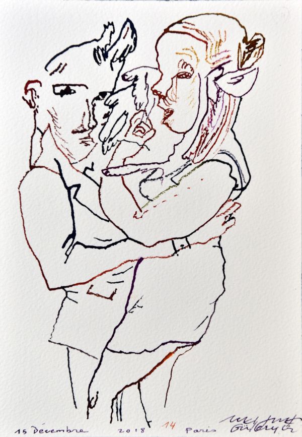 
                  Le Jardin des Plaintes / Dessin 14 A / 15 Décembre 2018 Paris, 2018, Ecoline on arches paper, 26 x 18 cm        