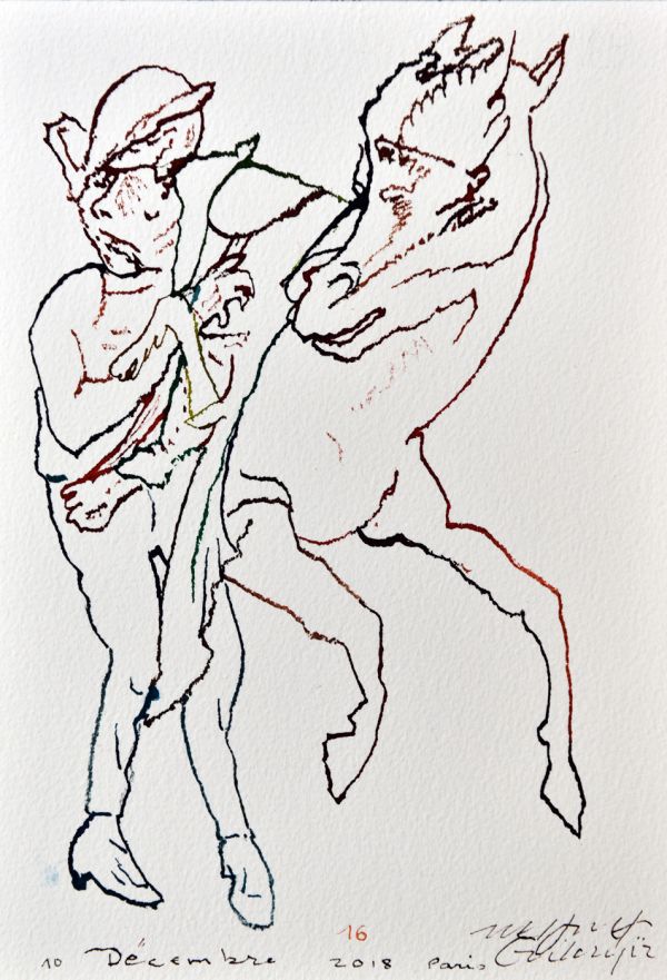 
                  Le Jardin des Plaintes / Dessin 16 / 10 Décembre 2018 Paris, 2018, Ecoline on arches paper, 26 x 18 cm        