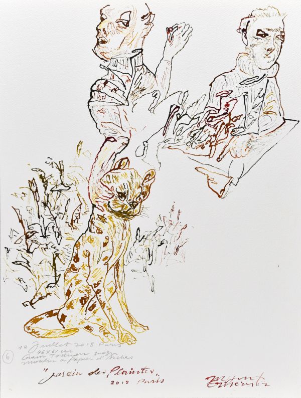 
                  Le Jardin des Plaintes / Dessin 48 / 12 Juillet 2018  Paris, 2018, Ecoline on Arches paper, 61 x 46 cm        