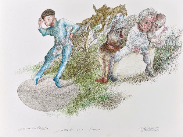 
                  Le Jardin des Plaintes / Dessin 48-B / 10 Juillet 2018  Paris, 2018, Ecoline on arches paper, 46 x 61 cm        