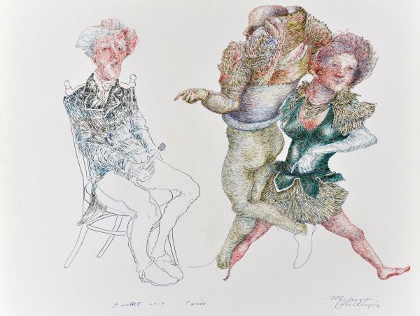 
                  Le Jardin des Plaintes / Dessin 49 / 13 Juillet 2018  Paris, 2018, Ecoline on arches paper, 46 x 61 cm        