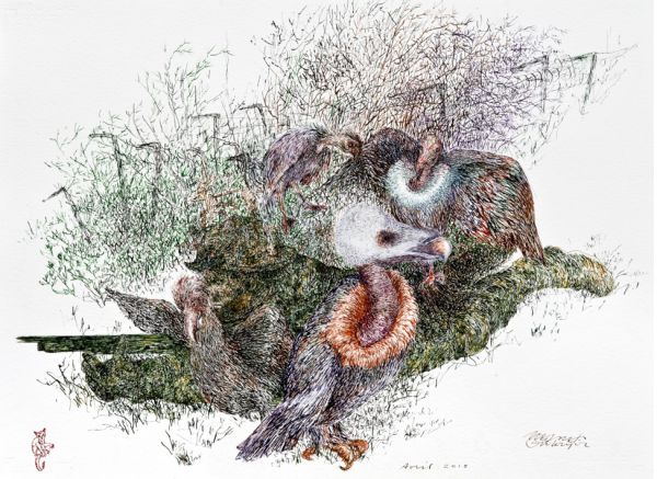 
                  Untitled, 2018, Ecoline on paper, 57,5 x 77 cm        