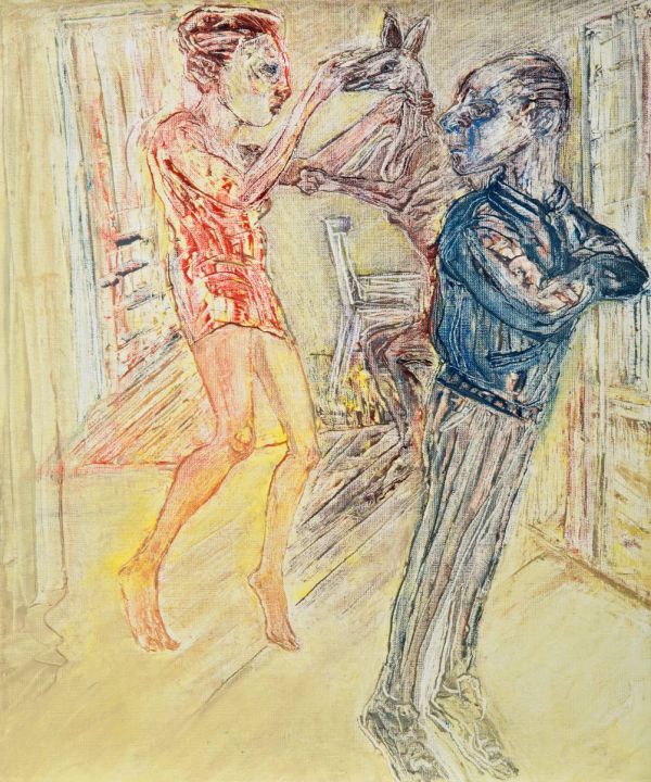 
                  4 Mai 2020 Paris - Aréte tu sauté trop !, 2020, Oil on canvas, 60 x 50 cm        